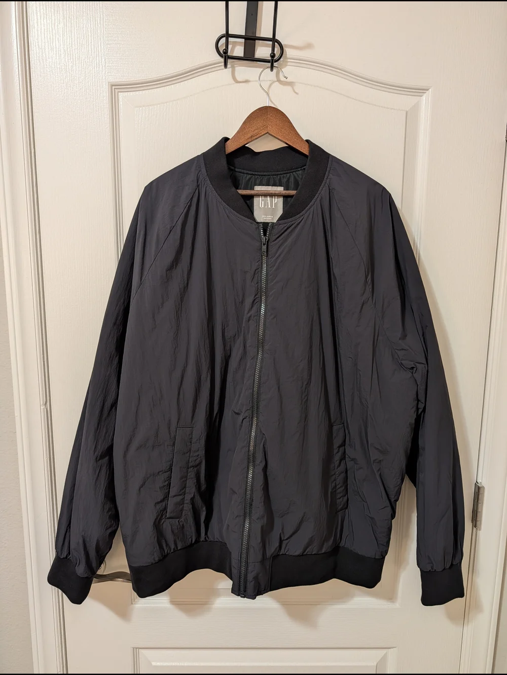 GAP Men's Dark Gray Bomber Jacket - Zip Front